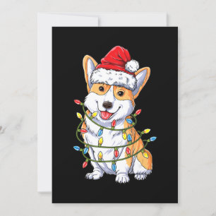 Invitation Cadeau Chien   Corgi Père Noël Arbre de Noël Lumiè