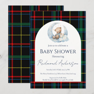 Invitation Cadeau classique à carreaux Teddy Bear pour garçon