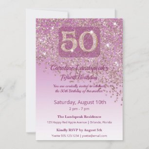 Invitation Cadeau de 50 ans de naissance sincère Rose Gold Pa