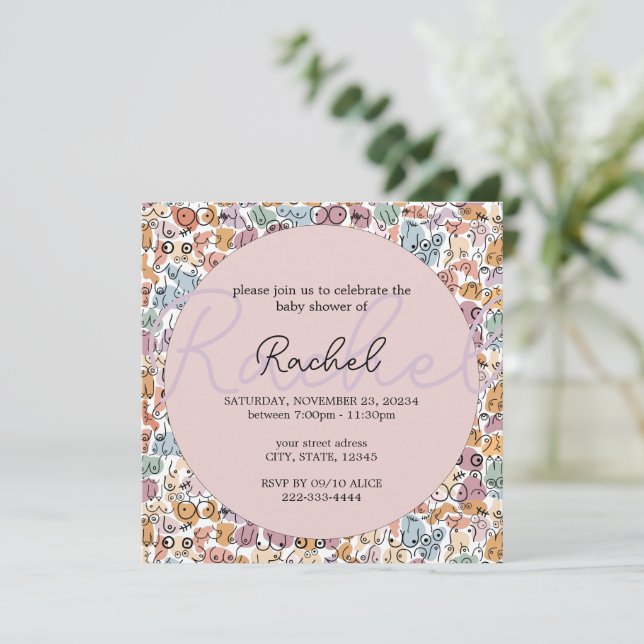 Invitation cadeau de bébé pour femme amusant (Debout devant)