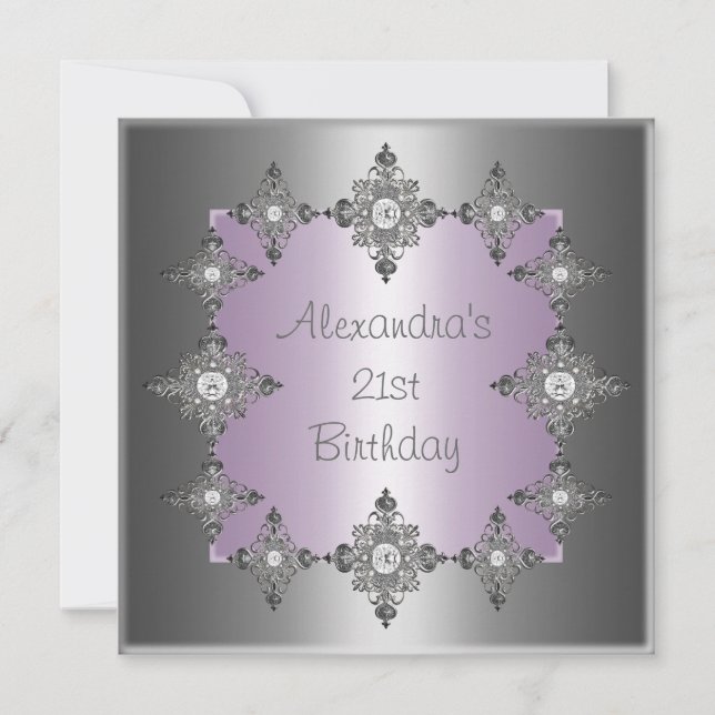 Invitation Cadeau de bijoux en argent gris pastel violet (Devant)
