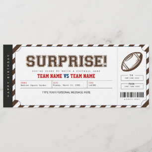 Invitation Cadeau de billet de stade de football surprise
