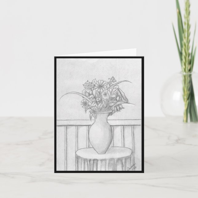 Invitation Cadeau de fleurs - Noir (Devant)