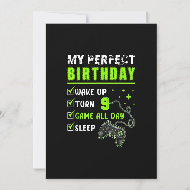Invitation Cadeau de jeux vidéo pour joueur de 9 ans Annivers (Devant)