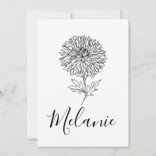 Invitation Cadeau de naissance personnalisé d'aster de septem