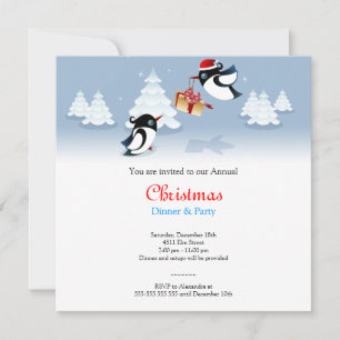 Invitation Cadeau de Noël aux oiseaux mignons