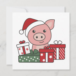 Invitation Cadeau de Noël de cochon Animaux d'hiver Porcs