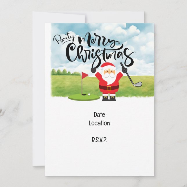 Invitation Cadeau de Noël de golf avec Père Noël Golfer au dr (Devant)