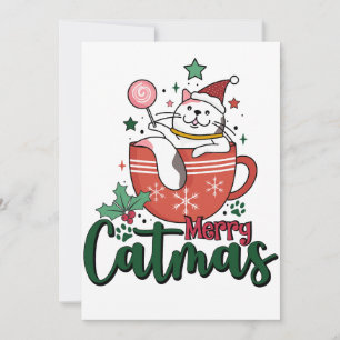 Invitation Cadeau de Noël Merry Cute Catmas