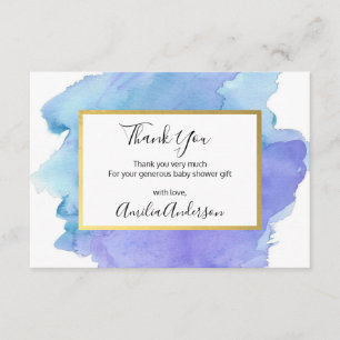 Invitation Cadeau de remerciement à l'aquarelle bleu blanc po