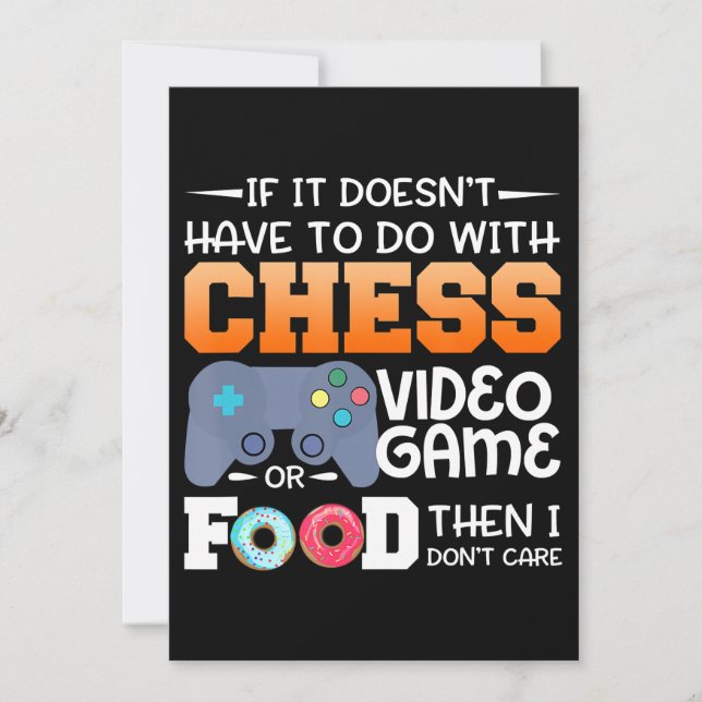 Invitation Cadeau d'échecs | Jeu Vidéo D'Échecs Ou Conception (Devant)