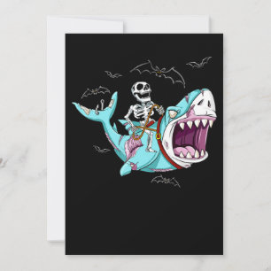 Invitation Cadeau drôle d'Halloween Requin Zombie chevauchant