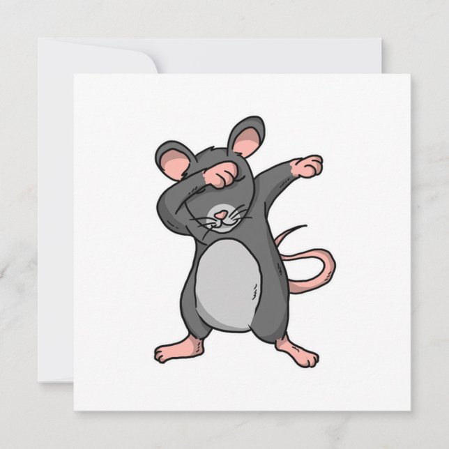 Invitation Cadeau drôle pour amateur de rat qui fait le dab e (Devant)