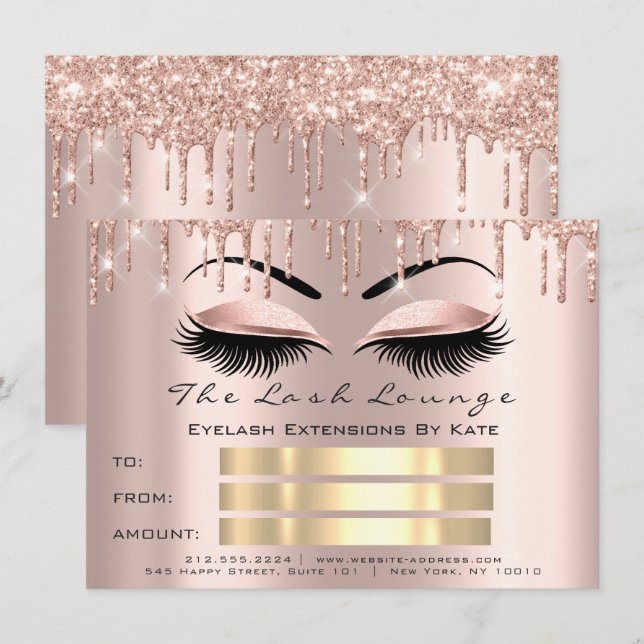 Invitation Cadeau du certificat de maquillage Rose de poussée (Devant / Derrière)