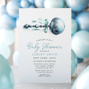 Invitation Cadeau élégant hochet bleu pour garçon Cadeau pour