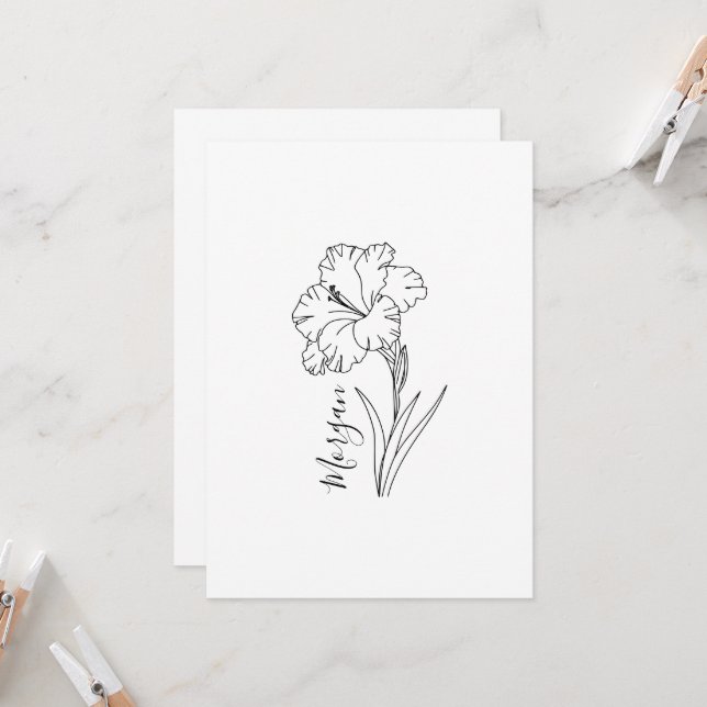 Invitation Cadeau personnalisé de fleur de naissance de Glaïe (Devant/Arrière en situation)