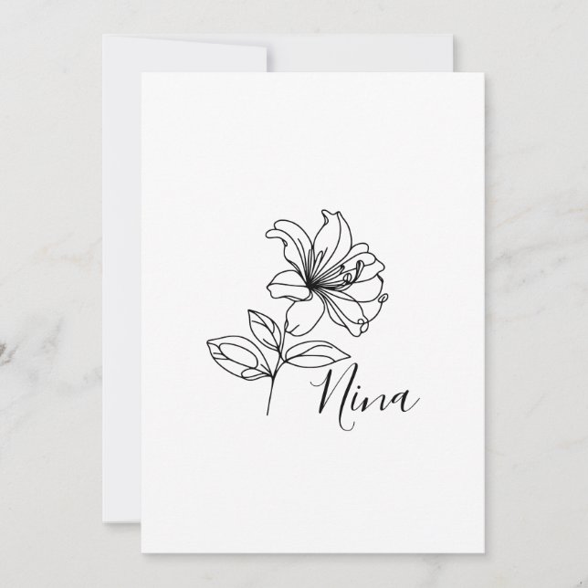 Invitation Cadeau personnalisé Juin Honeysucké Fleur de naiss (Devant)