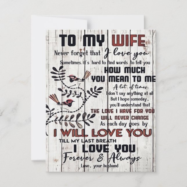 Invitation Cadeau Pour Femme | À ma femme belle lettre (Devant)