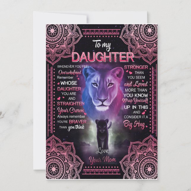 Invitation Cadeau pour fille | Lettre à ma fille de la part d (Devant)