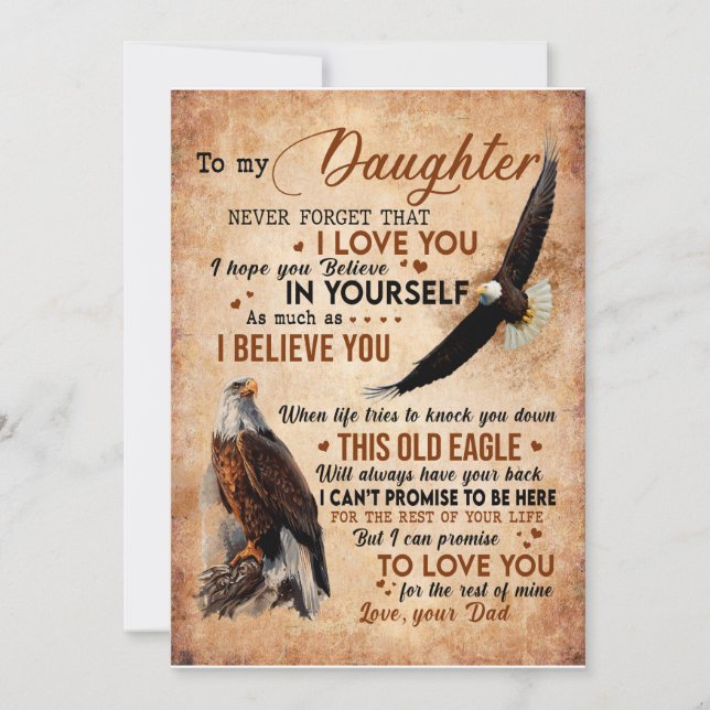 Invitation Cadeau pour fille | Lettre à ma fille de papa (Devant)