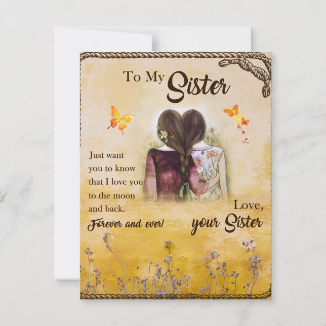 Invitation Cadeau pour ma sœur, Amoureux de papillon, Frères  (Devant)