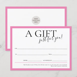 Invitation CADEAU VOUCHER élégant business chic bonbon rose