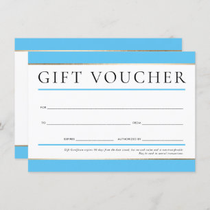 Invitation CADEAU VOUCHER moderne élégant business AQUA BLUE