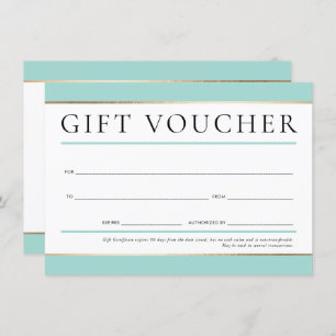 Invitation CADEAU VOUCHER moderne élégant menthe verte