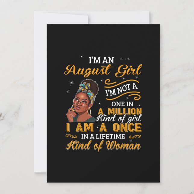 Invitation Cadeaux d'anniversaire d'août pour femmes noires J (Devant)