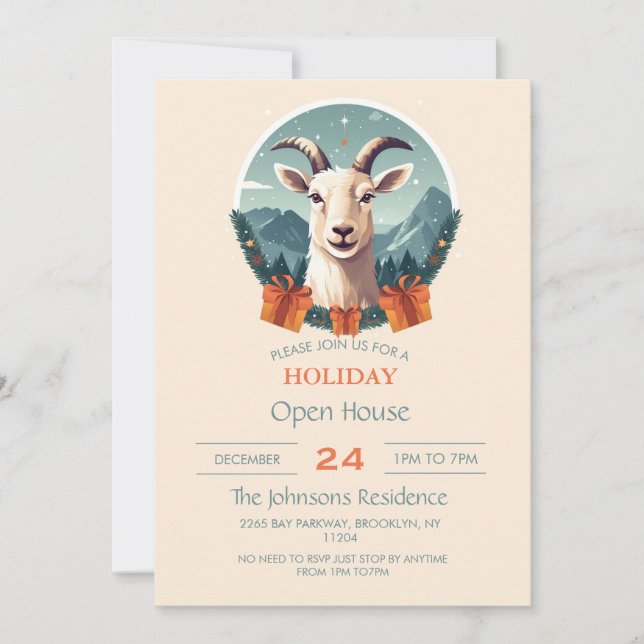 Invitation Cadeaux de chèvre de Noël (Devant)