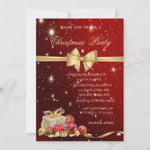 Invitation Cadeaux de Noël élégants,Ruban, Rouge,Fête de Noël