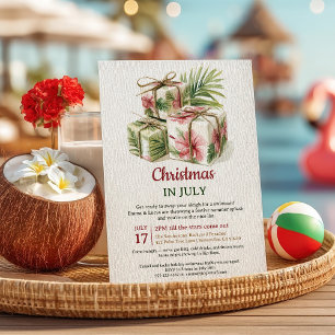 Invitation Cadeaux de palme tropicale Luau Noël en juillet