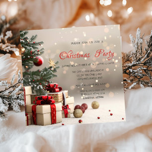 Invitation Cadeaux de sapin de Noël Bokeh Entreprise Noël