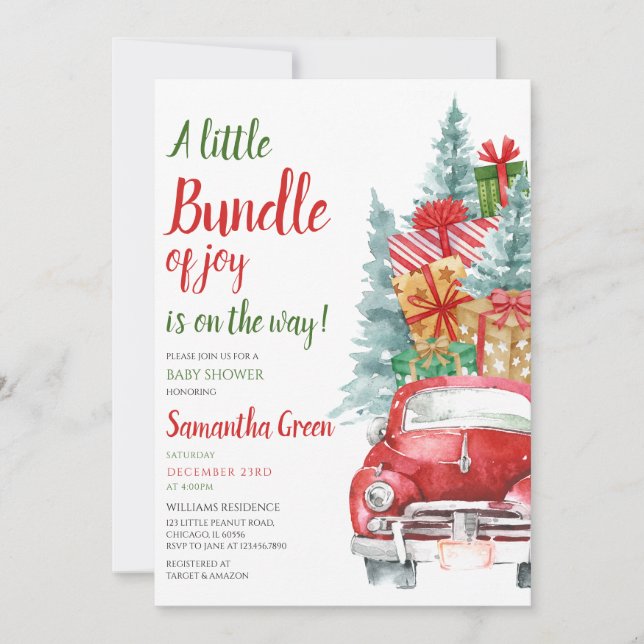 Invitation Cadeaux neutres selon le sexe Baby shower de camio (Devant)