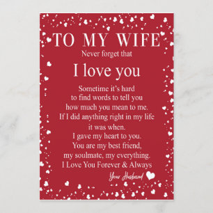 Invitation Cadeaux pour femme   Lettre à ma femme Amour de ma