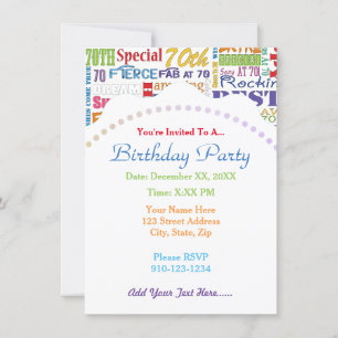 Invitation Cadeaux Uniques Et Spéciaux 70e Anniversaire