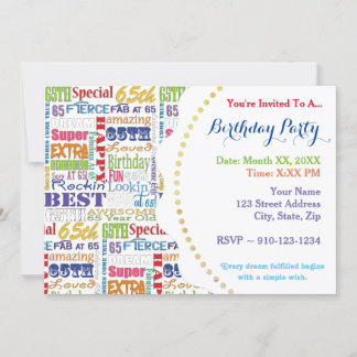 Invitation Cadeaux Uniques Et Spéciaux De Fête Du 65E Anniver