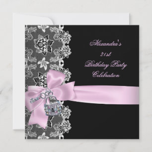 Invitation Cadenas à clé Fête d'anniversaire Floral en dentel