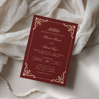 Invitation Cadre Antique Rococo Orné de Bourgogne Musulman Ma