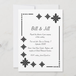 Invitation Cadre Argent Floral Sur Mariage Arrière - plan Bla