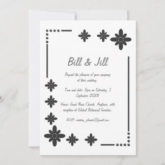 Invitation Cadre Argent Floral Sur Mariage Arrière - plan Bla