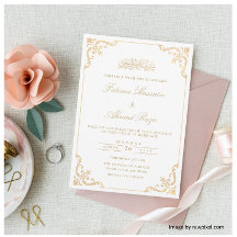Cadre baroque antique or écriture dorée Mariage mu