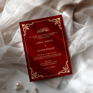 Invitation Cadre Baroque Or Écriture Bourguignonne Cérémonie