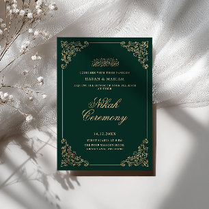 Invitation Cadre Baroque Vintage Vert Émeraude Cérémonie de N
