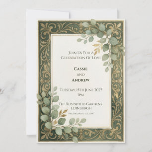 Invitation Cadre botanique de mariage en or émeraude