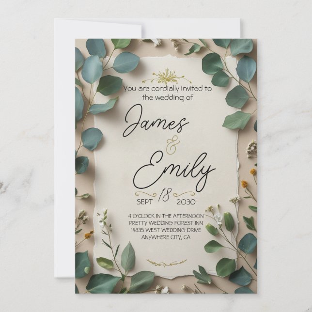 Invitation Cadre botanique d'eucalyptus (Devant)