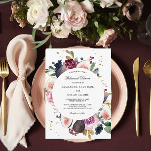 Invitation Cadre burgundy floral et fruité d'ambiance maussad