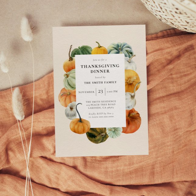 Invitation Cadre Citrouille du dîner de Thanksgiving (Créateur téléchargé)