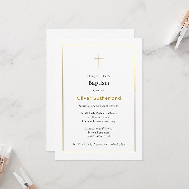 Invitation Cadre classique double or simple Baptême orthodoxe (Créateur téléchargé)