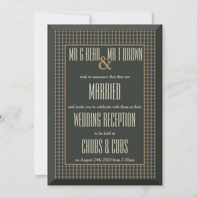 Invitation Cadre Classique Ours Gay Mariage Réception Invitat (Devant)